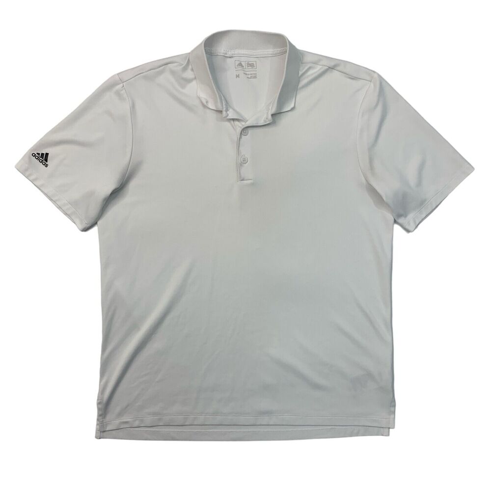 Adidas Polo Shirt Mens M Medium White Short Sleeve Quick Drying Performance Golf